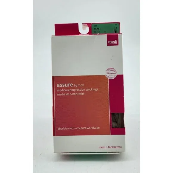 x3 Assure Medi Medical Compression Stockings Calf Closed Toe Beige 20-30 13701 S - Picture 9 of 14